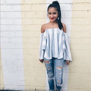 Off the shoulder striped top